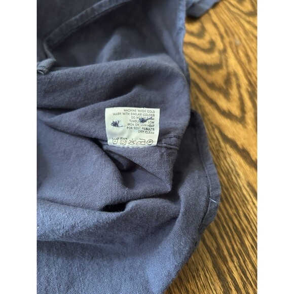 Set of 2 unbranded Men's Size Medium Button Up Linen Shirts Blue Green Casual - Picture 7 of 13